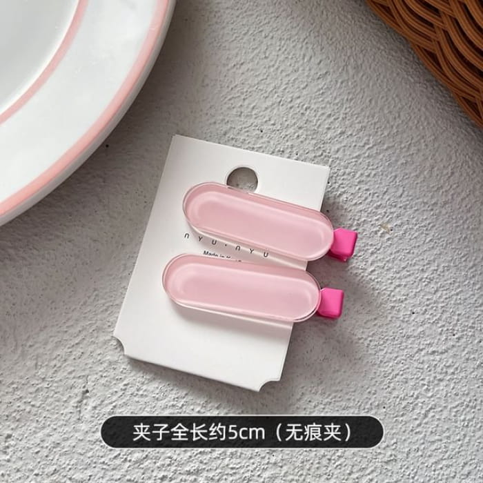 Set of 2: Acrylic Hair Clip - Of 2 - 5cm - Pink / One Size