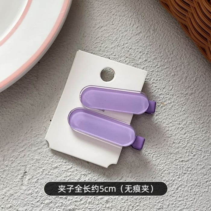 Set of 2: Acrylic Hair Clip - Of 2 - 5cm - Purple / One Size