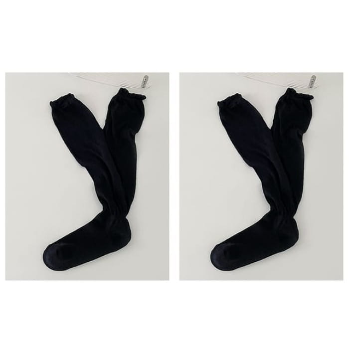 Set of 2 Pairs: Plain Shirred Socks - Of Pairs - Black