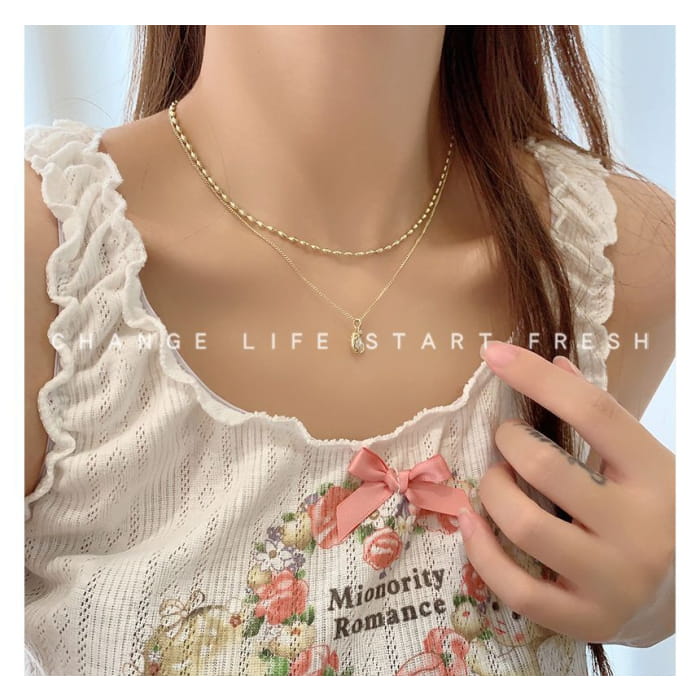 Set: Pendant Necklace + Beaded