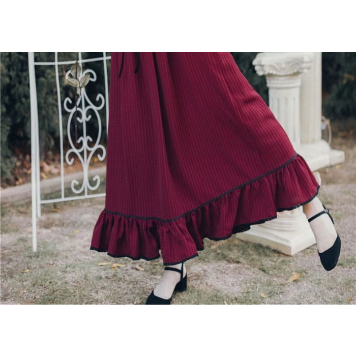 Set: Ruffled Lace Panel Blouse