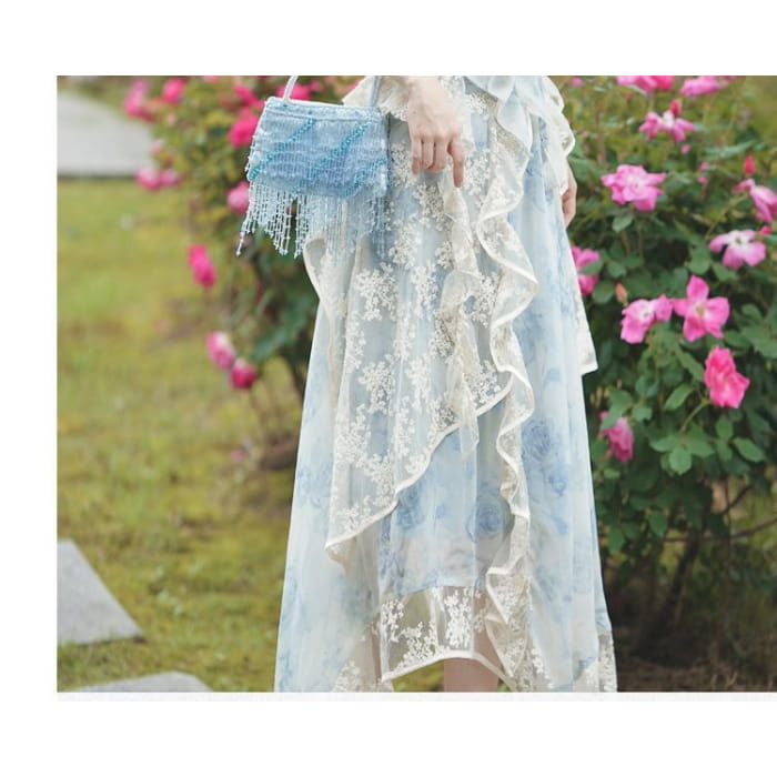 Set: Sleeveless Floral Print Midi