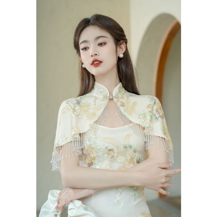 Set: Spaghetti Strap Floral Print Midi Bodycon Dress