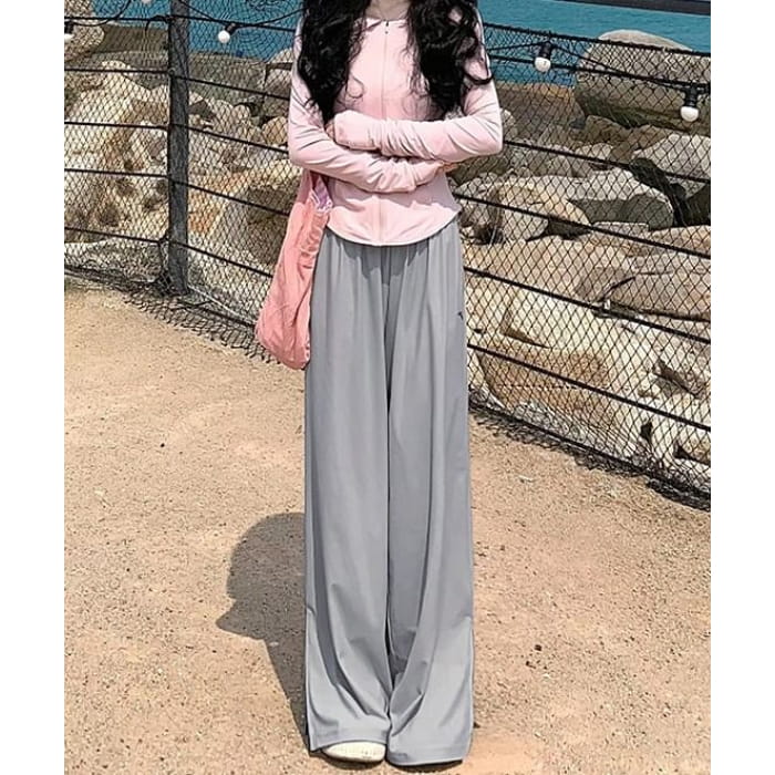 Side Slit High Rise Plain Wide Leg Sweatpants