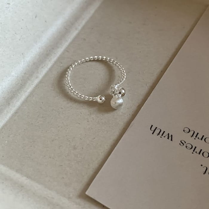 Silver Ball Open Ring - J5876 - One Size