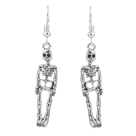Skeleton Pendant Earrings - Standart / Silver - earrings