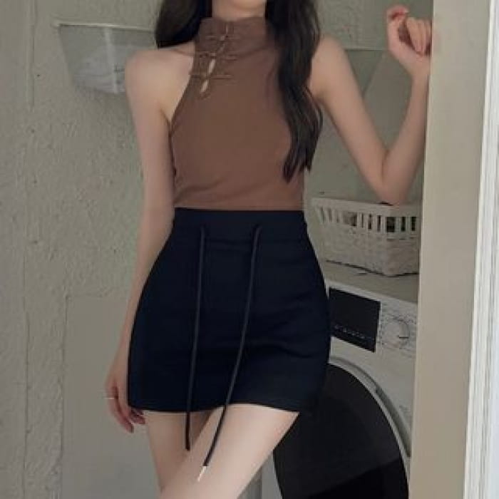 Sleeveless Mock - Coffee / One Size