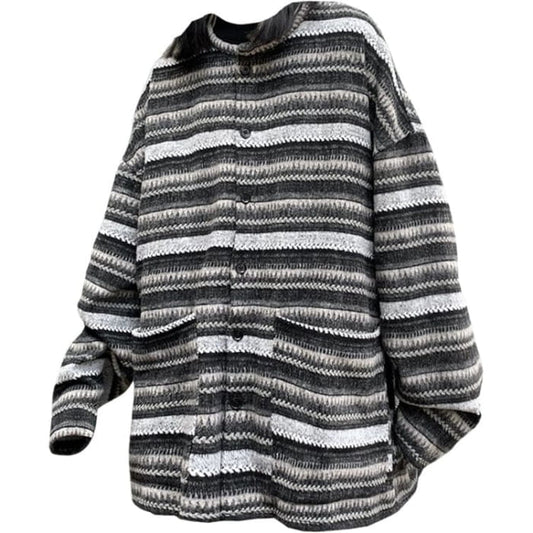 Soft Striped Cardigan Sweater - M / Black - Sweaters