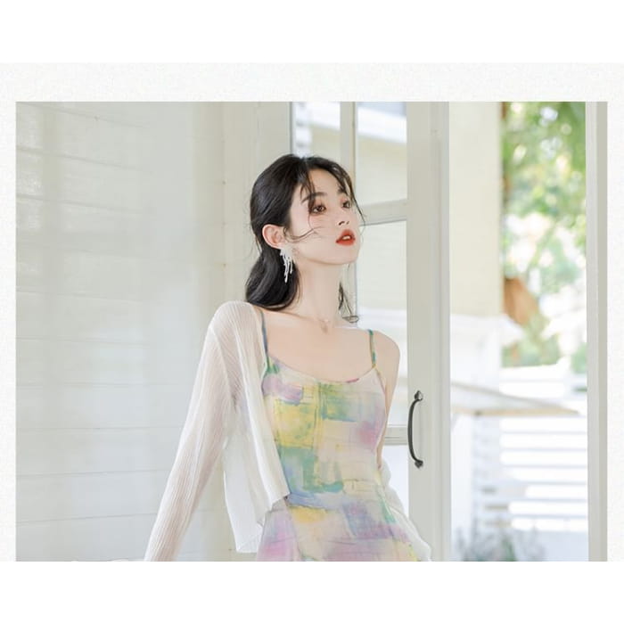 Spaghetti Strap Printed Midi