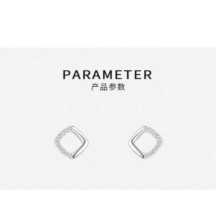 Square Rhinestone Alloy Stud Earring