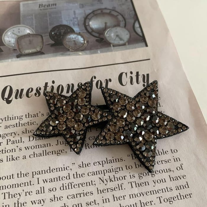 Star Rhinestone Alloy Hair Clip - Gray - Black / One Size
