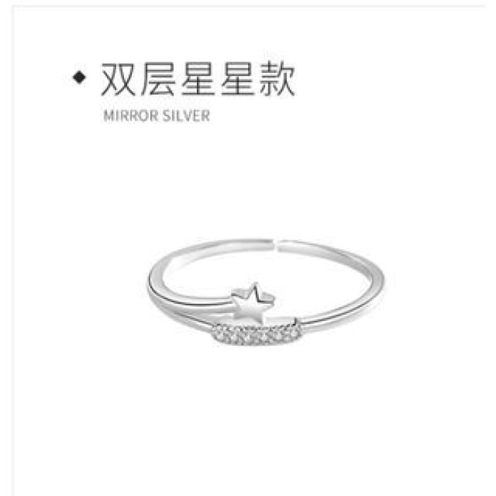 Star Sterling Silver Ring / Layered - Double - One Size