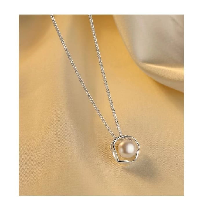Sterling Silver Faux Pearl Necklace