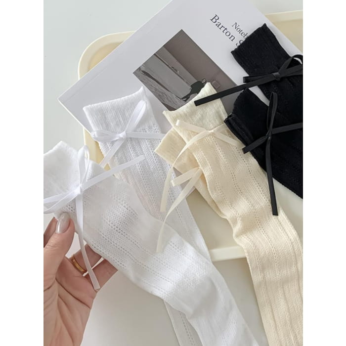 Striped Pointelle Knit Socks / Set