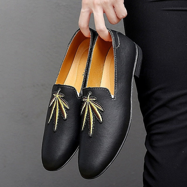 Prom Shoes Faux Leather Loafers with - Men's Feather White