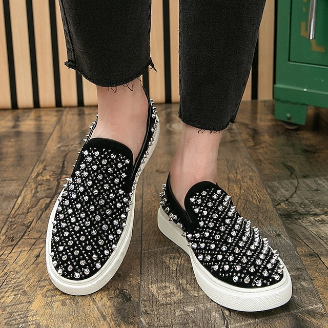 Black Detailing - Shoes Elegant with Pearl Men's Slip-On