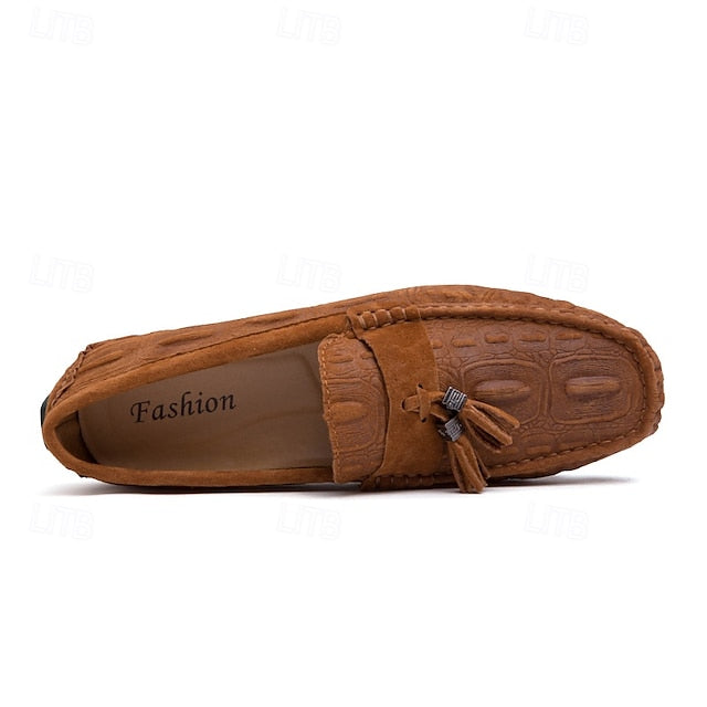 Brown Tassel Men's and Loafers Faux with Suede Detail