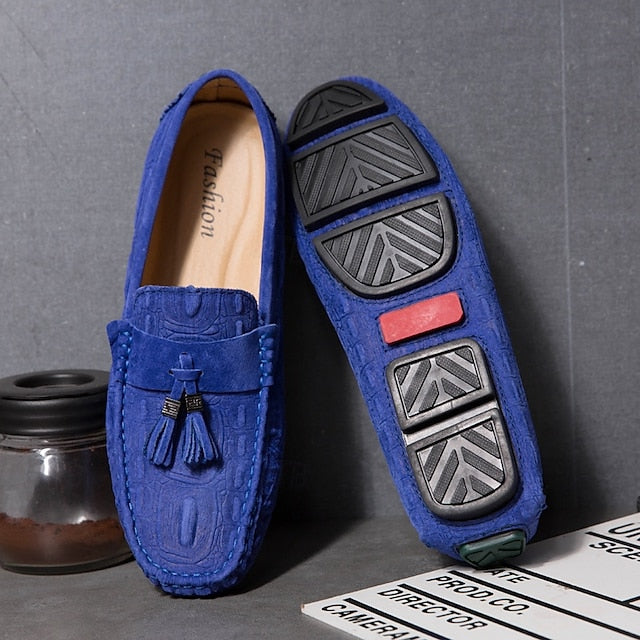 Brown Tassel Men's and Loafers Faux with Suede Detail