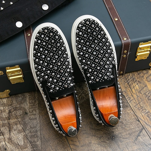 Black Detailing - Shoes Elegant with Pearl Men's Slip-On
