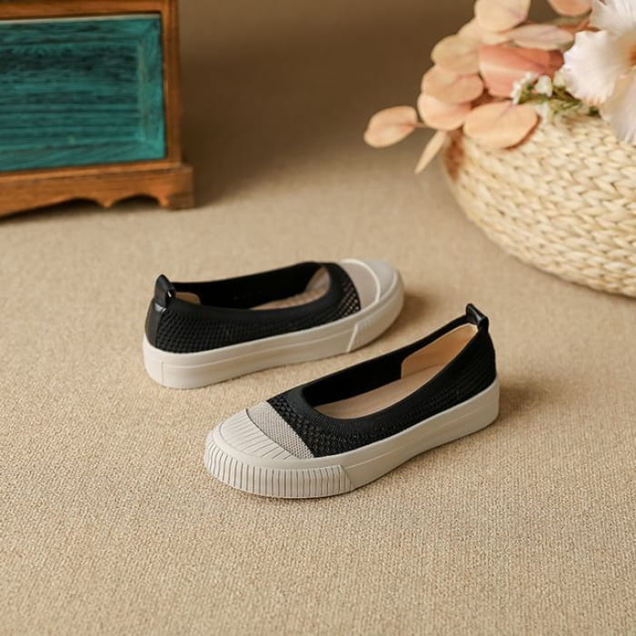 Two Tone Faux Pearl Platform Slip - Black / 34