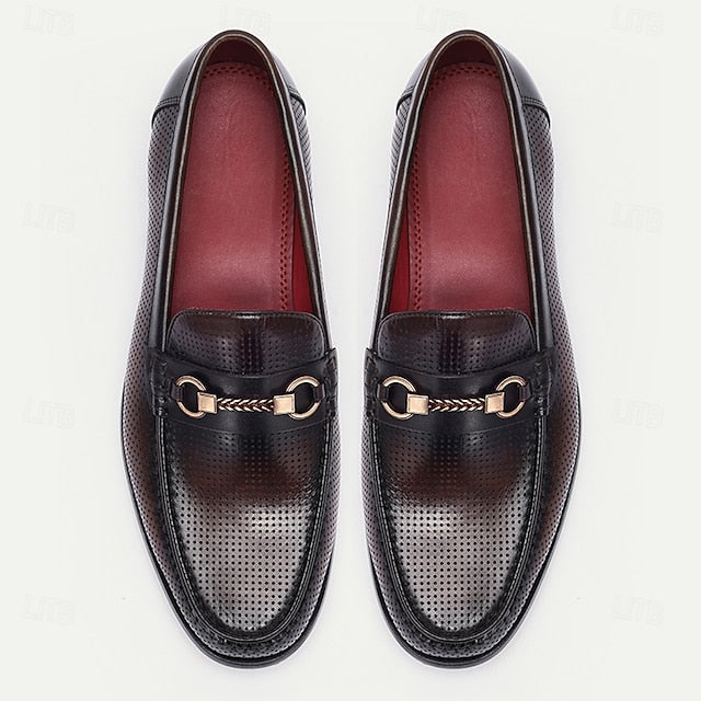 Leather Textured Premium Black Loafers – Men's 100%