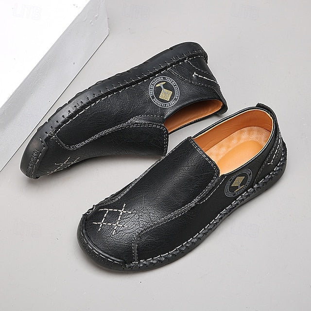 Beige Faux Leather Handmade – Men's Genuine Moccasins