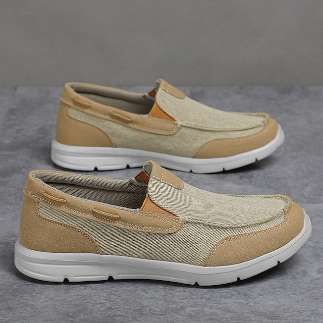 Slip-On Beige Lightweight – Men's Loafers Canvas