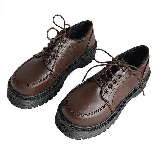 Vintage Leather Platform Boots - EU35 (US5.0) / Brown