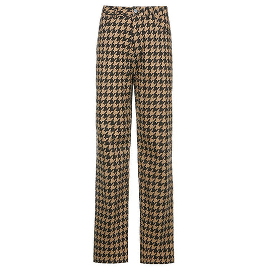 Vintage Plaid Casual Pants