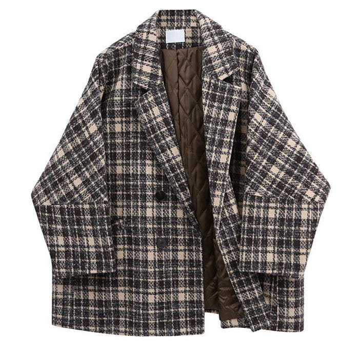 Vintage Plaid Jacket - Free Size / Brown - Jackets