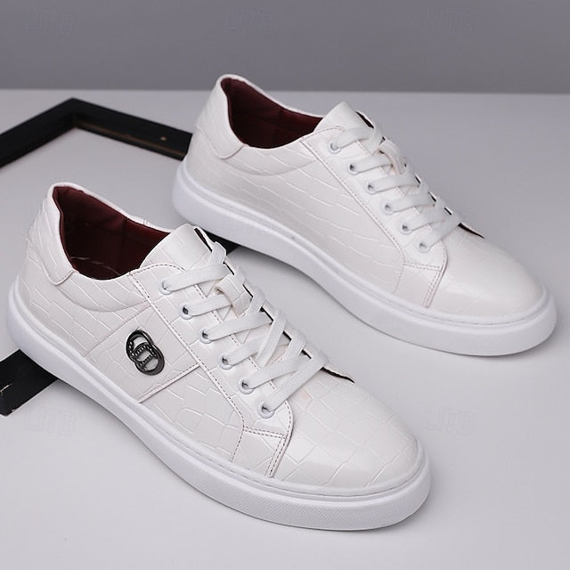 Sneakers Faux with Pattern Leather Men's Crocodile Burgundy