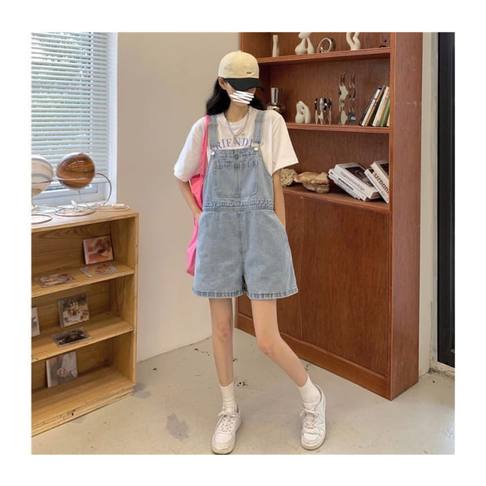 Washed Denim Jumper Shorts