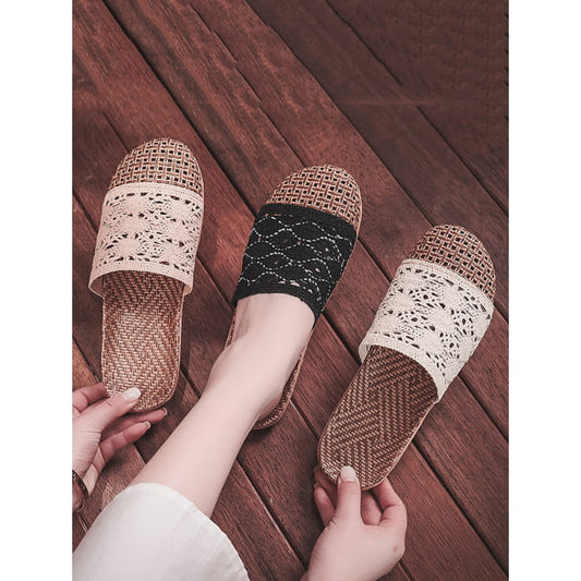 Women Summer Rattan Weaving Indoor Slippers BN1024 - Shoes