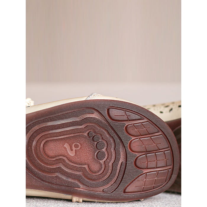 Women Summer Vintage Leather Cutout Soft Flat Shoes BN1038
