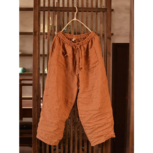 Women Summer Vintage Ramie Harem Pants BN1008 - Label L(Fit