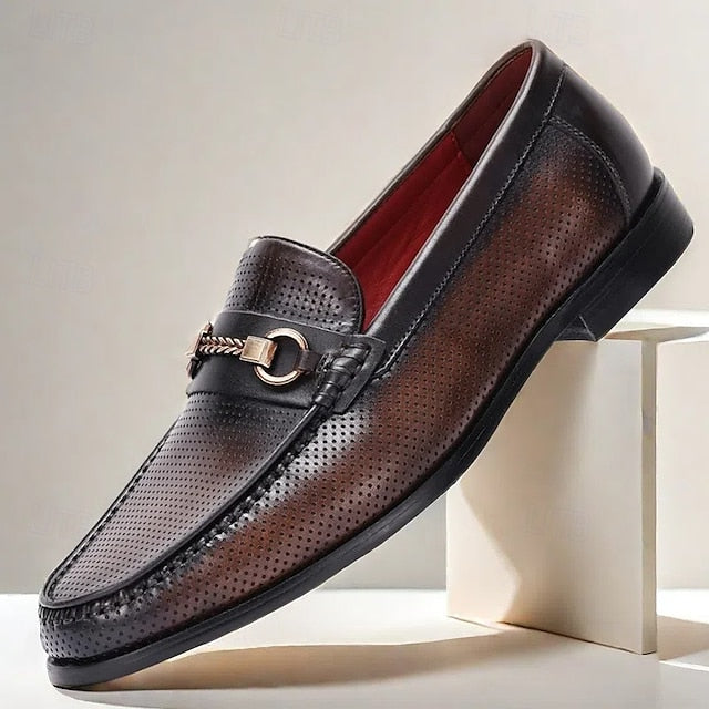 Leather Textured Premium Black Loafers – Men's 100%