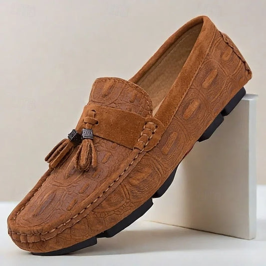 Brown Tassel Men's and Loafers Faux with Suede Detail