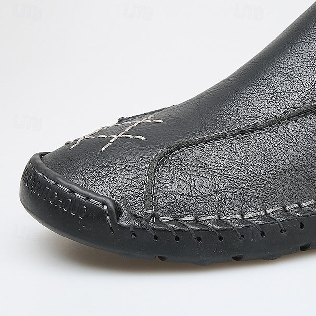 Beige Faux Leather Handmade – Men's Genuine Moccasins