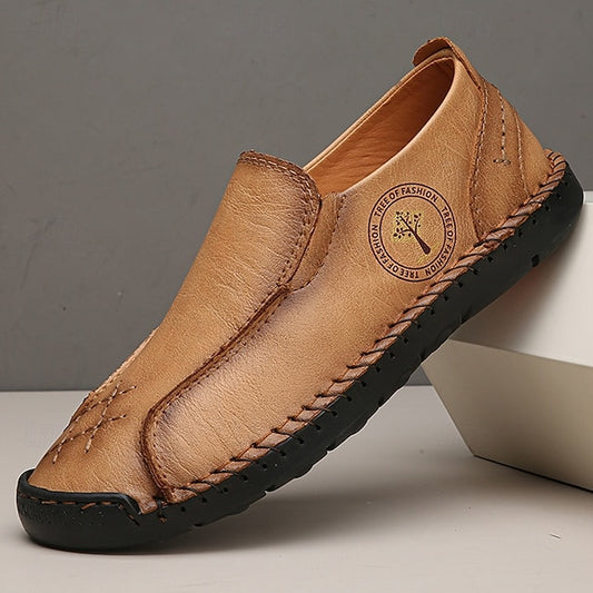 Beige Faux Leather Handmade – Men's Genuine Moccasins