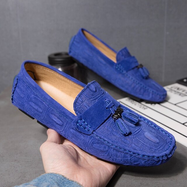 Brown Tassel Men's and Loafers Faux with Suede Detail