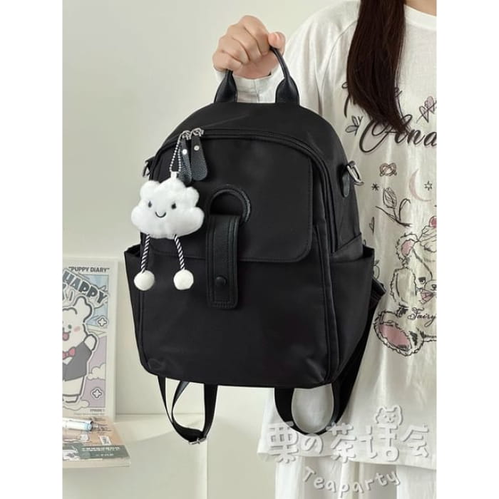 Zip Backpack / Bag Charm / Set - With Cloud - Black