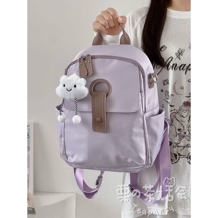 Zip Backpack / Bag Charm / Set - With Cloud - Purple