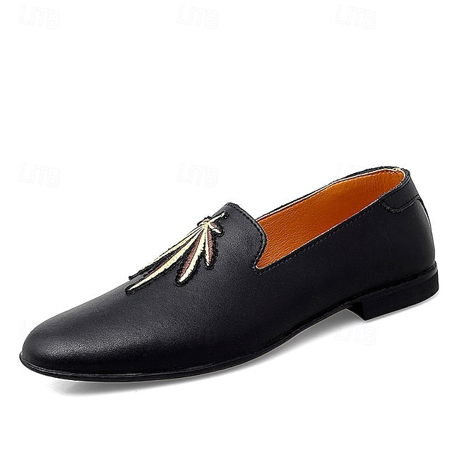 Prom Shoes Faux Leather Loafers with - Men's Feather White