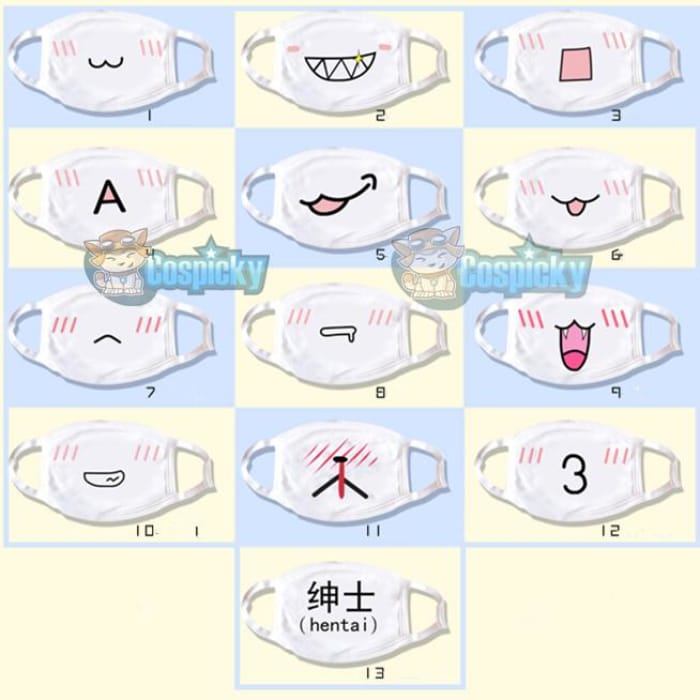 13 designs Emoji Emoticons Face Dust Mask CP141360 - Cospicky