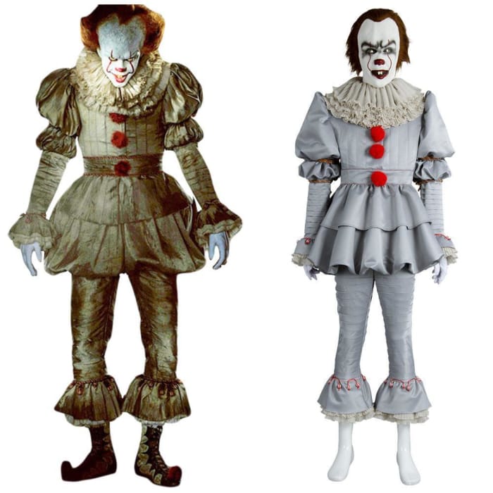 2017 IT Movie Pennywise The Clown Outfit Suit Halloween Cosplay Costume for Males Females - Cospicky
