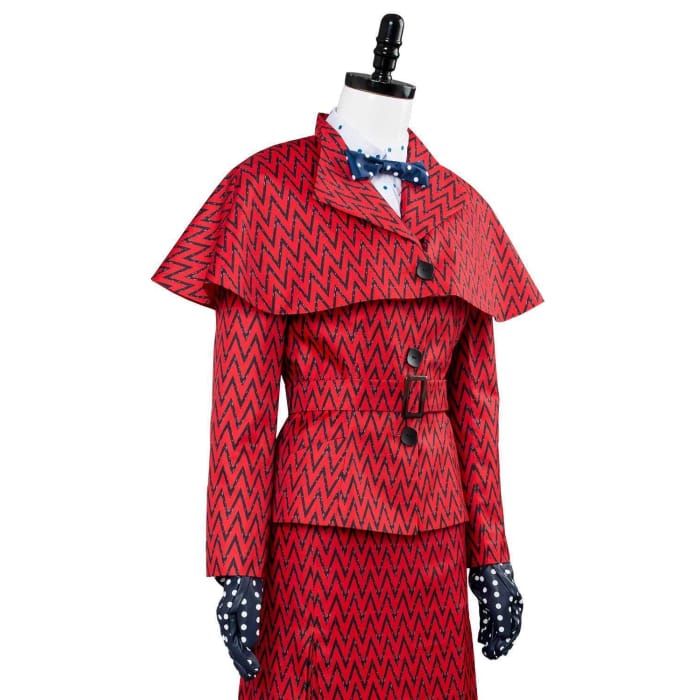 2018 Mary Poppins Returns Costume Mary Poppins Dress Hat Red Version - Cospicky