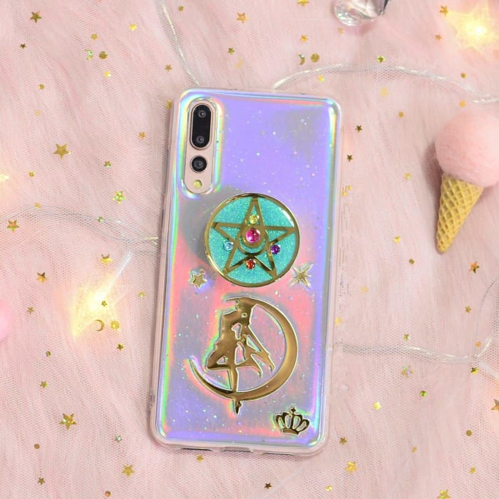 4 Colors Sailor Moon Paillette Star Phone Case+Phone Holder 