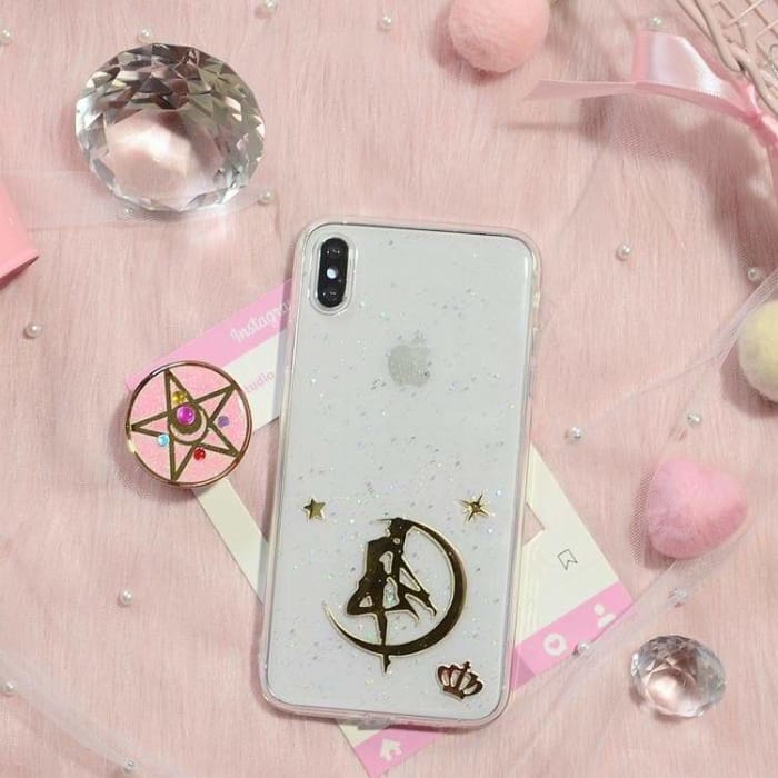 4 Colors Sailor Moon Paillette Star Phone Case+Phone Holder 