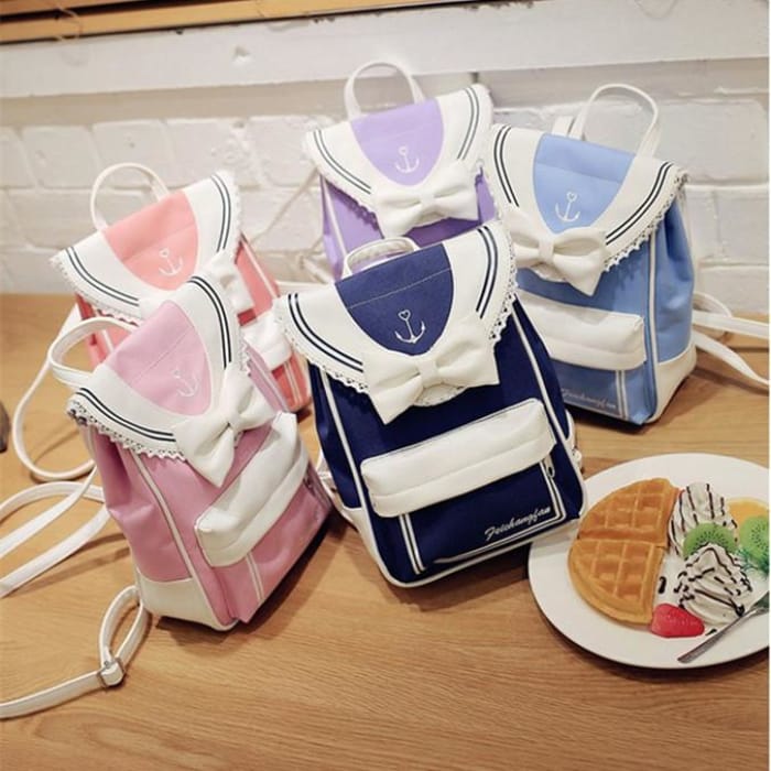 5 Colors Kawaii Harajuku Sailor Canvas Backpack CP178832 - Cospicky