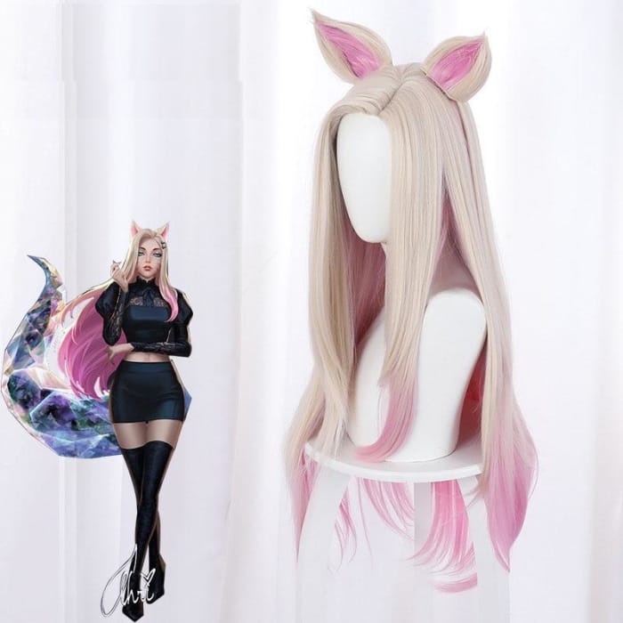 80cm Pink Game LOL Ahri Cosplay Wig C15447 - Cospicky